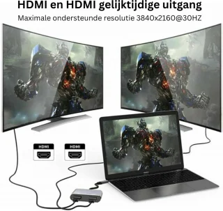 Docking Station Universeel USB-C 2x HDMI