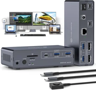 Docking station usb-c hub 12-in-1 4k 120hz zwart