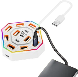 Docking station usb hub 13 poorten 9.5 cm wit