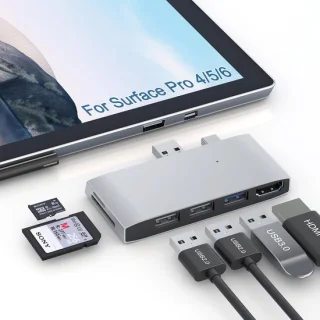 Docking station usb-hub 6-in-2 voor Surface Pro