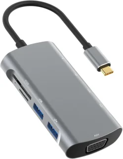 Dockingstation 9-in-1 - usb-c hub - 23.5 cm - grijs