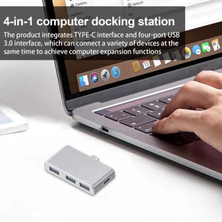 Dockingstation met dubbele monitor - type-c hub 4-in-1