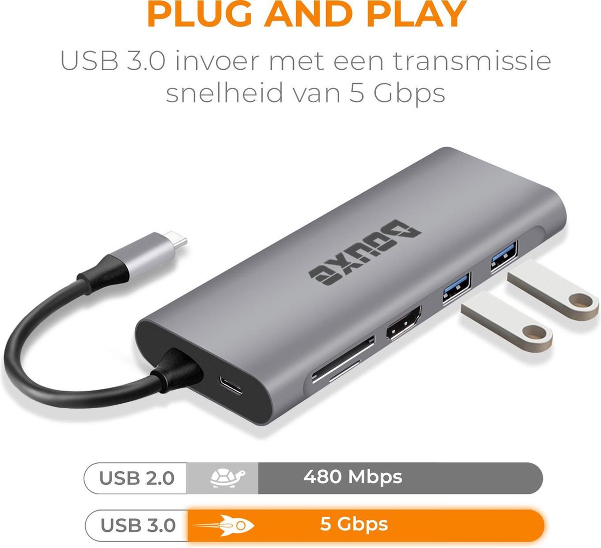 Douxe USB-C Hub 11-in-1 Dockingstation Premium