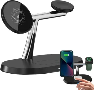Draadloze telefoonoplader met horloge- en oortelefoonhouder