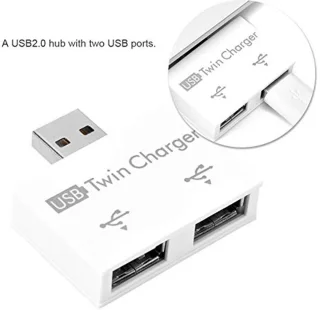 Draagbare 2‑poorts USB 2.0 Hub