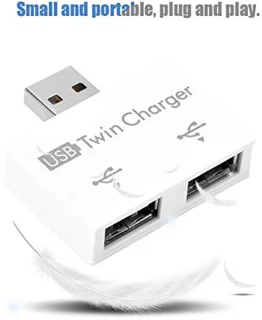 Draagbare 2‑poorts USB 2.0 Hub