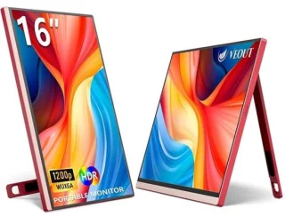Draagbare monitor 16 inch ultradun IPS-scherm roze