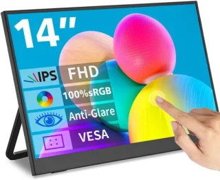 Draagbare monitor touchscreen 14 inch zwart