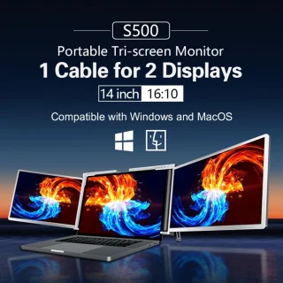 Draagbare Triple Monitor Extender voor laptops 15–17,3 inch