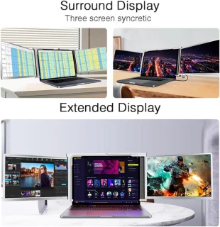 Draagbare Triple Monitor Extender voor laptops 15–17,3 inch