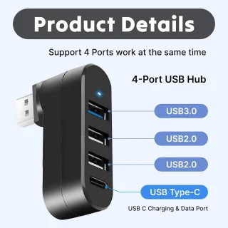 Draaibare 4-poorts USB-hub