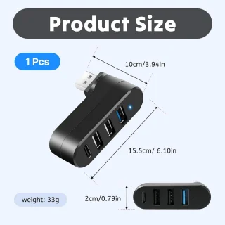 Draaibare 4-poorts USB-hub