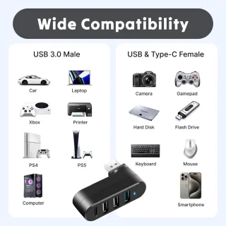 Draaibare 4-poorts USB-hub