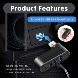 Draaibare 4-poorts USB-hub