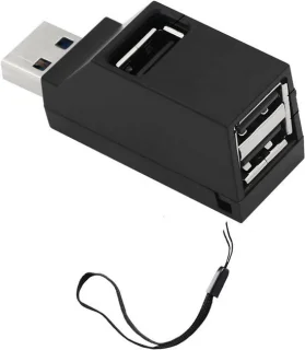 Draaibare USB 2.0 hub met 3 poorten voor laptop en pc