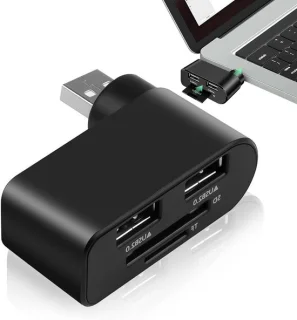 Draaibare usb-hub 4-poorts splitter - zwart