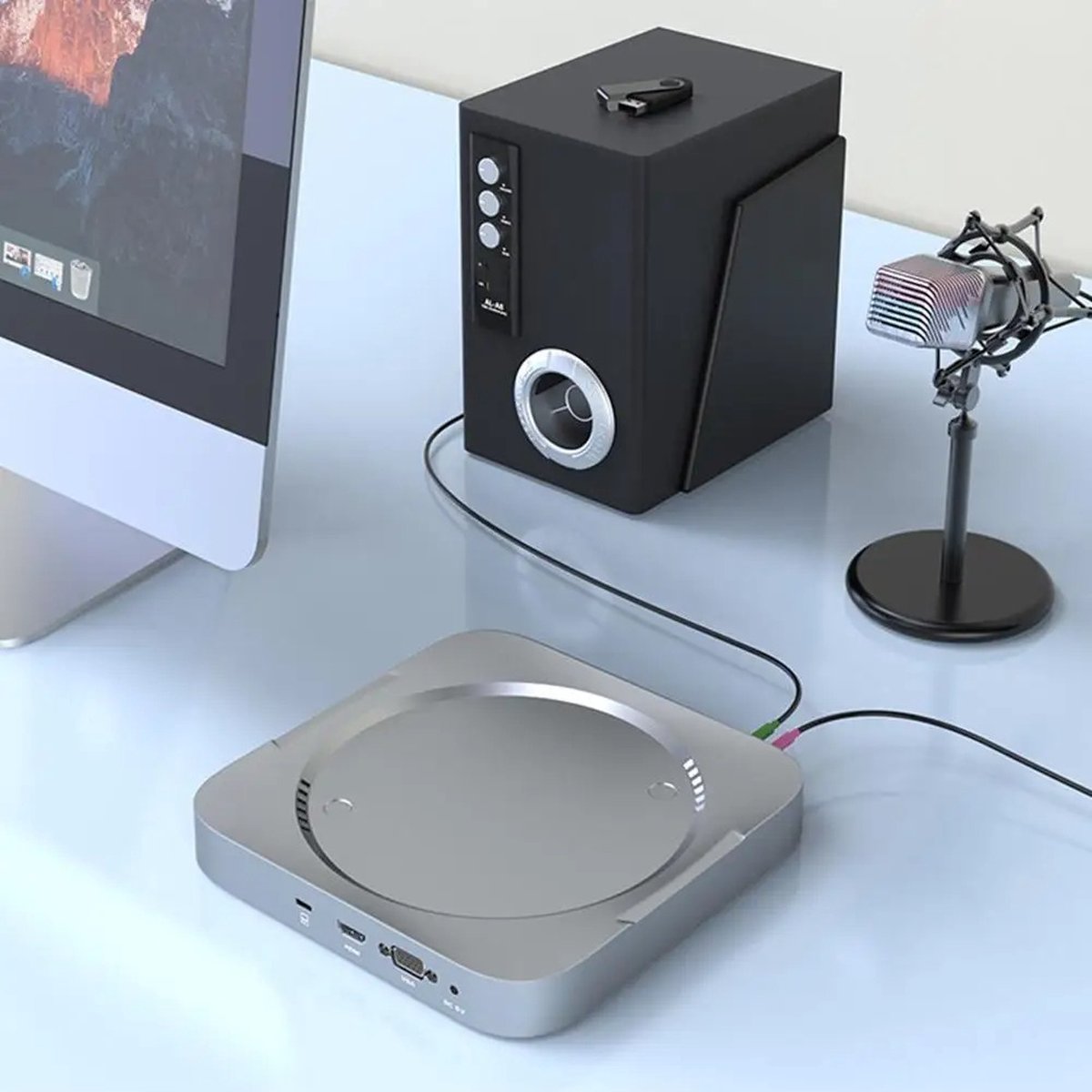 DrPhone MH483 USB C Docking Station met 2.5 inch HDD/SSD Behuizing Zilver