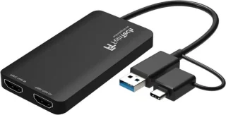 Dual hdmi-adapter met usb-c - zwart