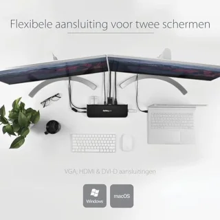 Dual-monitor dockingstation voor laptop