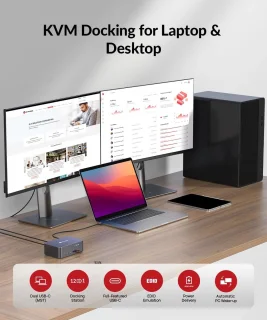 Dual Monitor KVM Switch met USB-C Dockingstation