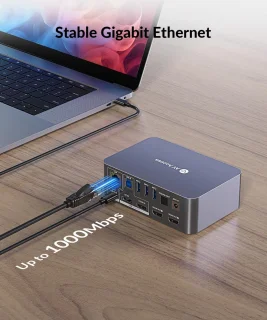 Dual Monitor KVM Switch met USB-C Dockingstation