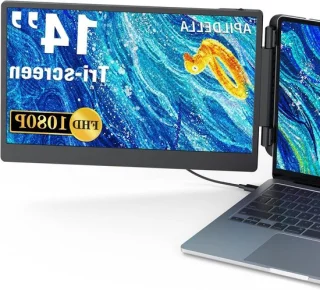 Dubbel monitorscherm 14 inch zwart