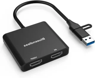 Dubbele HDMI-adapter - USB-monitorsplitter - zwart