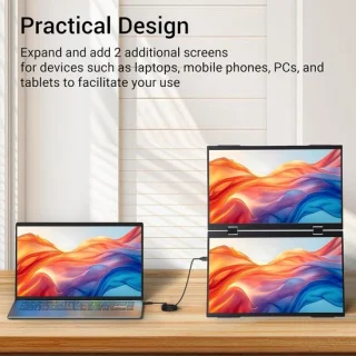 Dubbele laptopschermen draagbare extender 156 inch zwart