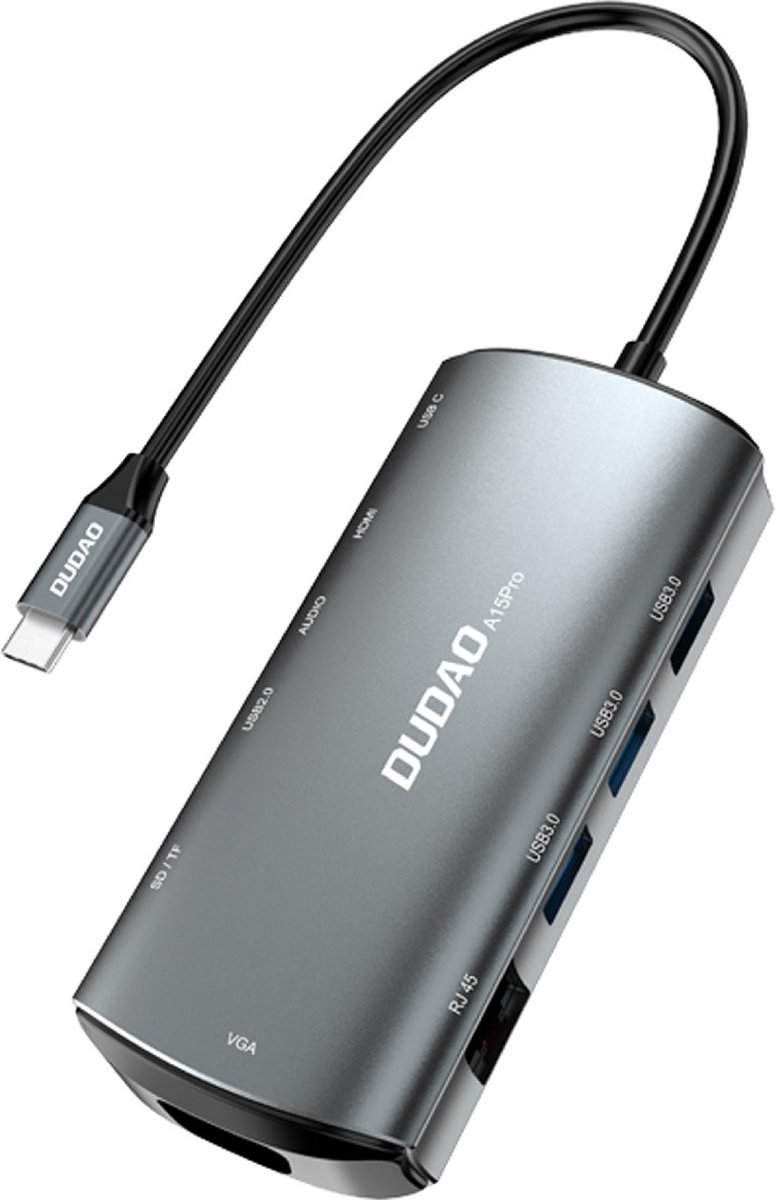 DUDAO A15PRO Laptop Dock USB 3.2 Type-A & Type-C Grijs