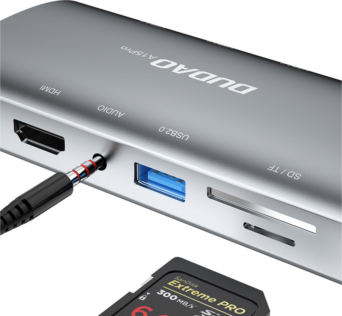 DUDAO A15PRO Laptop Dock USB 3.2 Type-A & Type-C Grijs