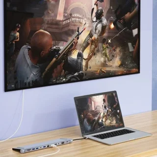 Emvae USB-C Laptop Docking Station - Zilvergrijs