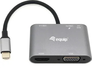 Equip 133483 Notebook Dock USB-C Zwart Grijs