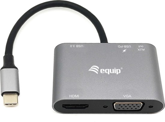 Equip 133483 Notebook Dock USB-C Zwart Grijs