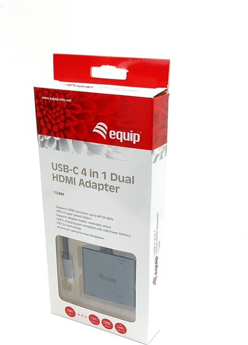 Equip 133484 USB Type-C Hub 3.2 Gen 1 Zilver