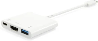 Equip USB-C naar HDMI-/USB-A-adapter met PD 0,15 cm wit