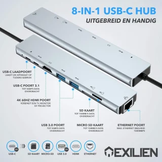 Exilien USB-C Hub - Grijs