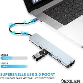 Exilien USB-C Hub - Grijs