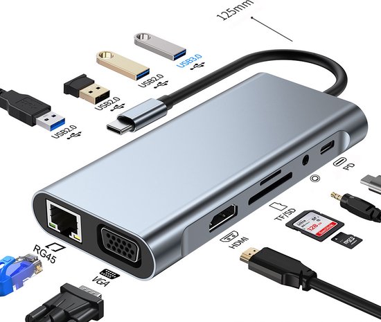 Ferfito Aluminium 11-in-1 USB-C Hub: veelzijdigheid in een metalen behuizing