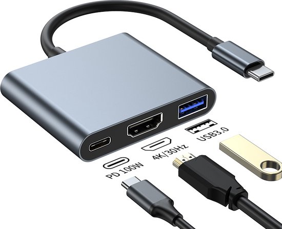 Ferfito Aluminium 3-in-1 USB-C Hub