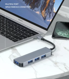 Ferfito Aluminium 4-in-1 USB + USB-C Hub docking station