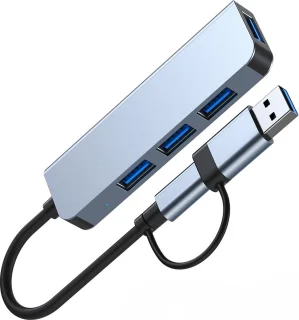 Ferfito Aluminium 4-in-1 USB + USB-C Hub docking station