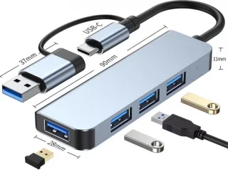 Ferfito Aluminium 4-in-1 USB + USB-C Hub docking station