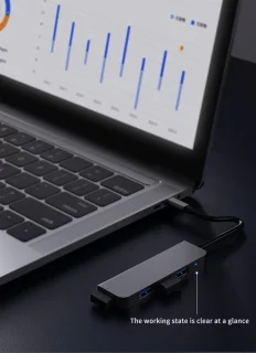 Ferfito Aluminium 4-poorts USB 3.0 & USB-C Hub