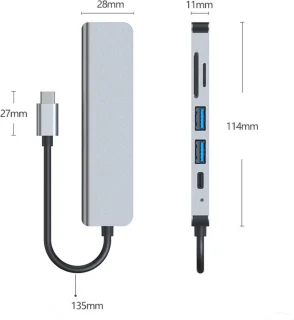 Ferfito Aluminium 6-in-1 USB-C Hub