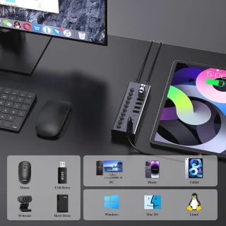 FIDECO 10-poorts USB-hub