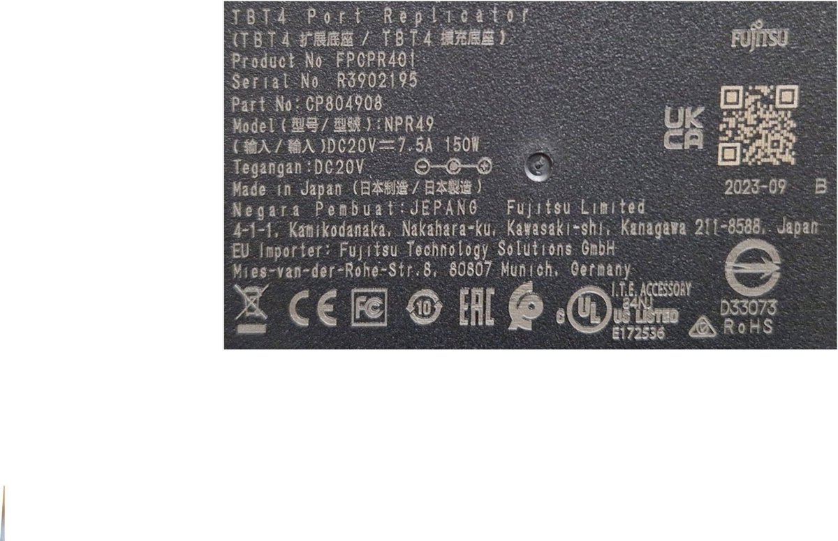Fujitsu FPCPR401BP Thunderbolt 4 port replicator
