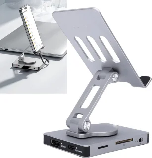 Generic tablet docking station 8-in-1 type-c hub aluminium grijs