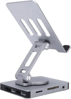 Generic tablet docking station 8-in-1 type-c hub aluminium grijs