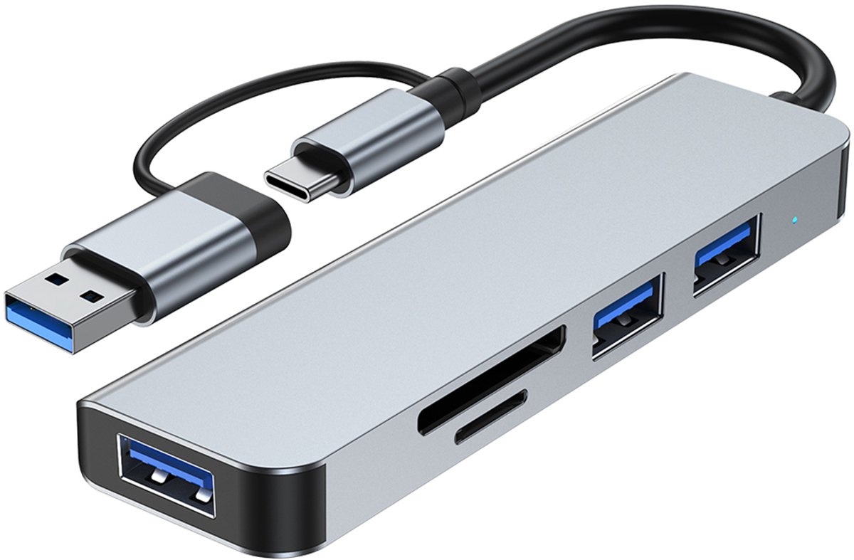 De Gloovon USB C Hub 5-in-1 Blauw Titanium in één oogopslag