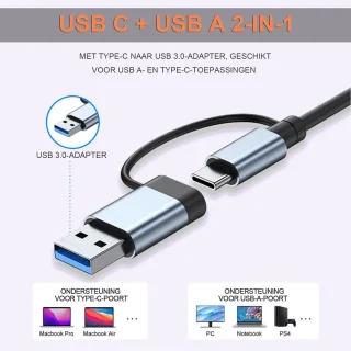 Gloovon USB C Hub 5-in-1 Blauw Titanium